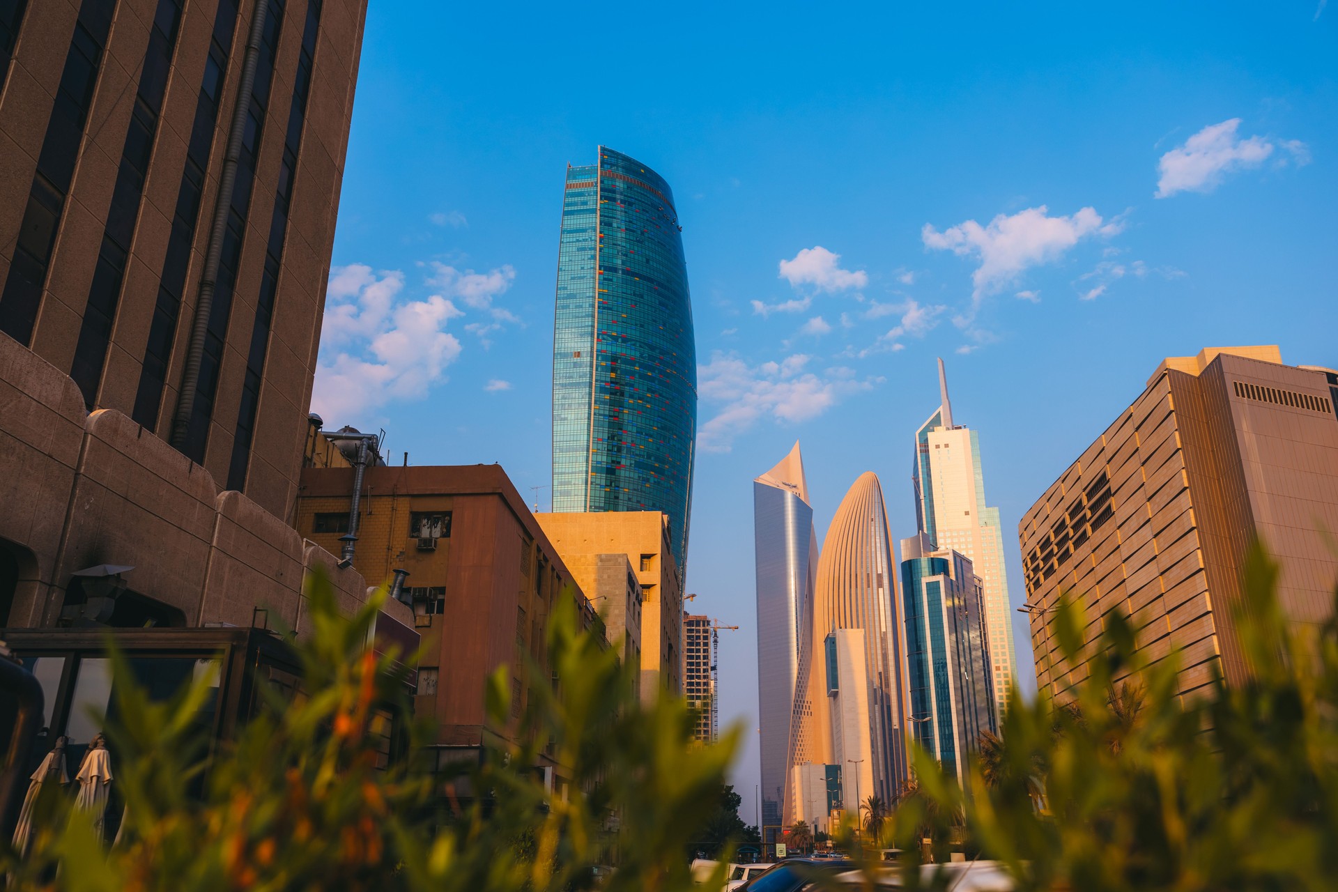 Beautiful modern architecture on a sunny day in Kuwait City